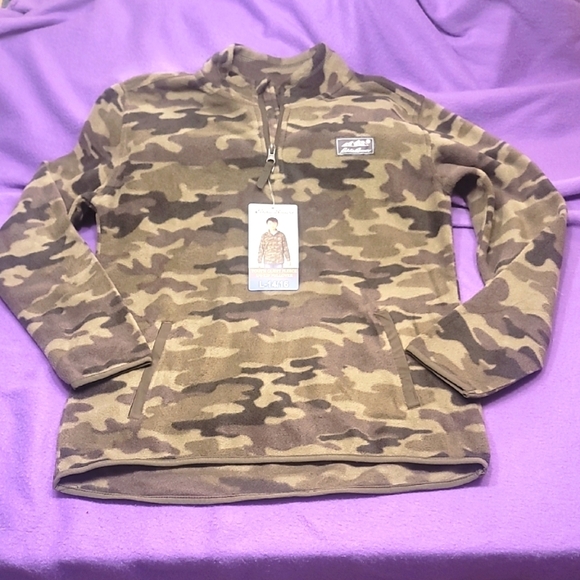 0700. NWTs ~ Eddie Bauer Youth L (14/16) Quest 1/4 Zip Sweater Sweatshirt Green - Picture 1 of 10